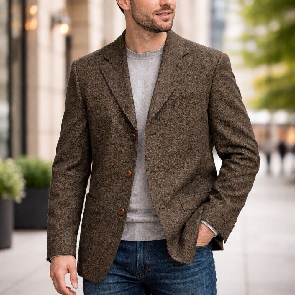 Baracuta Lambswool Sport Coat Mens 39R Brown Blazer Classic 3 Button Turkey